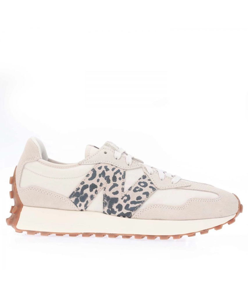 New Balance Mens 327 Moonbeam Leopard Trainers in White Suede - Size UK 9.5